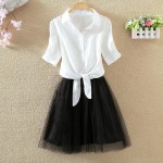 Girls Summer Dress New Arrival All-match Organza Princess Dresses Shirt+Sundress Two Piece Set Female 2016 Fashion