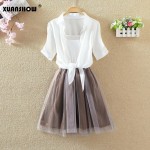 Girls Summer Dress New Arrival All-match Organza Princess Dresses Shirt+Sundress Two Piece Set Female 2016 Fashion