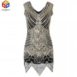 Glitter Woman V Neck 1920s Great Gatsby Dress Retro Art Deco Sequin Flapper Party Mini Black Dress Robe Femme Bodycon Dress