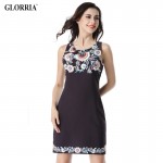 Glorria Female Summer Print Tunic Dresses Women Elegant Casual Sundress Office Work Business Party Black Dress Vestidos Clothing