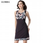 Glorria Female Summer Print Tunic Dresses Women Elegant Casual Sundress Office Work Business Party Black Dress Vestidos Clothing