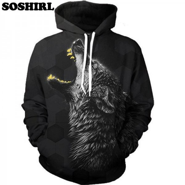 Gold Slugs Lone Wolf Hoodie Fashion Animal Full Over Print Sweatshirt Streetwear Tops For Unisex Trasher Sweatshirt Men Dropship