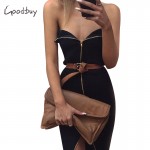 Goodbuy 2017 Summer Fashion Woman Dress Strapless Zipper Sexy Party Dress European Femme Cotton Solid Wrap Dress Vestidos Robe