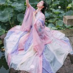 Gorgerous 3 Layers Ruqun Ancient Chinese Style Beautiful Women's Vintage  Dress Fine Embroidery Hanfu Long Dress Fairy Kei