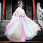 Gorgerous 3 Layers Ruqun Ancient Chinese Style Beautiful Women's Vintage  Dress Fine Embroidery Hanfu Long Dress Fairy Kei