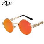 Gothic Steampunk Sunglasses Men Women Metal WrapEyeglasses Round Shades Brand Designer Sun glasses Mirror  High Quality UV400