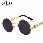 Gothic Steampunk Sunglasses Men Women Metal WrapEyeglasses Round Shades Brand Designer Sun glasses Mirror  High Quality UV400