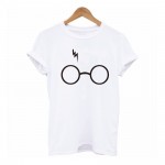 Gourd doll 2017 Summer Fashion Women Lightning Glasses Printed T-shirt female Top Tees Black White Cotton Tshirt Plus Size S-xl