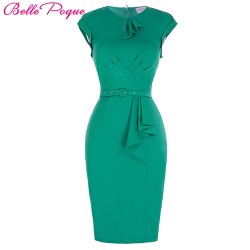 Green Pencil Dress Summer Style 2017 Robe 50s Vintage Bodycon Plus Size Women Clothing Office Formal Wear sexy Sheath Dresses