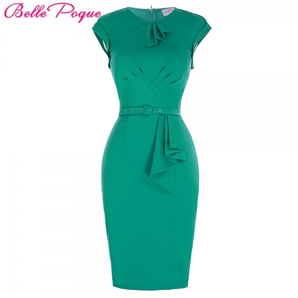 Green Pencil Dress Summer Style 2017 Robe 50s Vintage Bodycon Plus Size Women Clothing Office Formal Wear sexy Sheath Dresses
