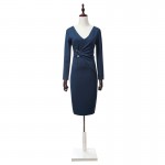 H Han Queen Spring Autumn Women Business Dress V-neck Sexy Split OL Office Work Tunic Bodycon Sheath Casual Pencil Dresses