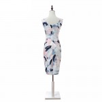 H Han Queen Vestido Women Elegant  Sexy Slim Geometry Printed High Waist Jacquard Casual Dresses Work Party Bodycon Sheath Dress