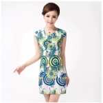 HANQIYAHULI Plus Size 2017 women female Summer sundress Slim Tunic Milk Silk print Floral dresses Casual sexy bodycon dress