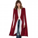 HDY Haoduoyi 2016 Autumn Fashion Women 3 Colors Open Stitch Cloak Trench Coats Outwears Poncho Coat