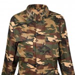HDY Haoduoyi 2016 Fashion Women Loose Camouflage Coat Stand Collar Pocket Long Sleeve Zipper Outwear Jacket