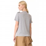 HDY Haoduoyi 2017 New Fashion Cute T-shirt Women Summer Solid Gray O-neck Cotton Lady Tops Ruffles Short Sleeve Female T-shirt