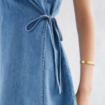 HDY Haoduoyi 2017 Women Summer A-Line Mini Spaghetti Strap Sleeveless Tie Waist Sexy Deep V-Neck Denim Wrap Vestidos De Festa La