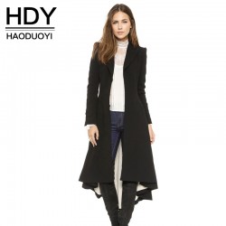 HDY Haoduoyi Dove tail Victoria office lady long coats Pleated slim fashions women trench outwears for Women Outwear