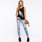 HDY Haoduoyi Womens Black Sexy Loose Slim Plus Size Ladies Tank Top Cotton  Sleeveless Print Casual  Feminina for wholesale