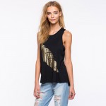 HDY Haoduoyi Womens Black Sexy Loose Slim Plus Size Ladies Tank Top Cotton  Sleeveless Print Casual  Feminina for wholesale