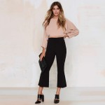 HDY Haoduoyi Womens Fashion Backless Solid Three Quarter Sleeve Crop Tops Drawstring Buttons Lady T-shirts For Wholesale