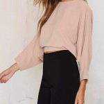 HDY Haoduoyi Womens Fashion Backless Solid Three Quarter Sleeve Crop Tops Drawstring Buttons Lady T-shirts For Wholesale
