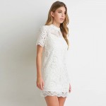 HDY Haoduoyi Womens Fashion White Lace embroidery Short sleevd Dress Slim retro Lady Party dresses Vestidos for wholesale