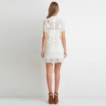 HDY Haoduoyi Womens Fashion White Lace embroidery Short sleevd Dress Slim retro Lady Party dresses Vestidos for wholesale