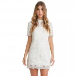 HDY Haoduoyi Womens Fashion White Lace embroidery Short sleevd Dress Slim retro Lady Party dresses Vestidos for wholesale