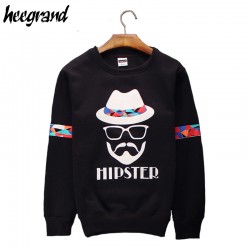 HEE GRAND Hoodies Men 2017 New Arrival Printed  Casual Funny O-Neck Black&White Hip Hop Trend Youth Cotton Men Hoodie MWW770