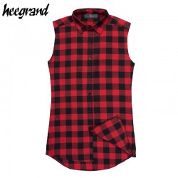 HEE GRAND Men's Vest 2017 New Arrival Plaid Casual Sleeveless Shirt Male Cotton Summer Fashion Side Zipper Tank Top MCS646