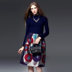 HEE GRAND Patchwork Knitted Half Turtleneck Vintage Women Winter Dress 2017 Fashion Slim Full Sleeve Print Vestidos WQL3392 HEE GRAND Patchwork Knitted Half Turtleneck Vintage Women Winter Dress 2017 Fashion Slim Full Sleeve Print Vestidos WQL3392