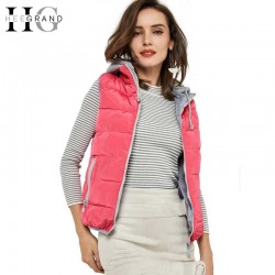 HEE GRAND Sleeveless Plus Size 4XL Gilet Femme 2016 Casual Women Vest Colorful Cotton Hooded Warm Winter Colette Feminino WWV195