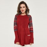 HEE GRAND Vestidos Autumn Knitted Women Dress 2016 Winter Casual Vintage Solid O-Neck Straight Print Plus Size WZL651
