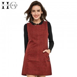 HEE GRAND Vestidos New Arrival Plaid Sleeveless Women Dress O-Neck 2017 Autumn Plus Size S-3XL Casual Dresses WQX321