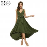 HEEGRAND Dress Summer Vestidos Dresses 2017 Sexy Deep V-Neck Asymmetrical Party Vestido Ankle-Length Spaghetti Strap WQD518