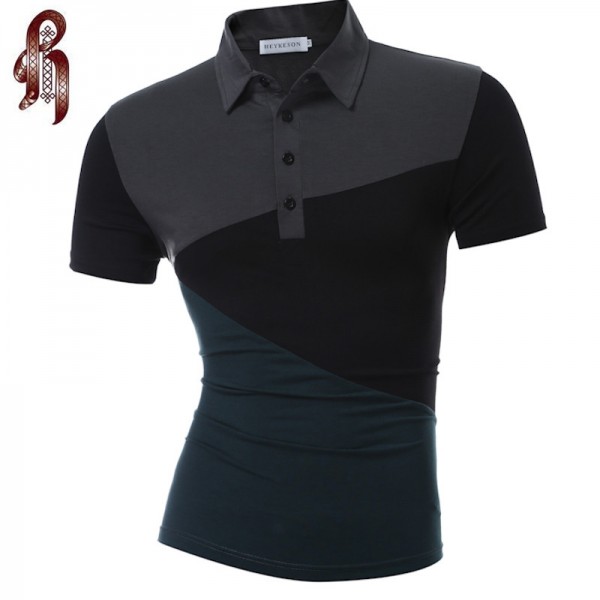 HEYKESON Brand 2017 Fashion Male Lapel Polo Shirt Man Short Sleeve Slim Slim Polo Men XXXL DD02