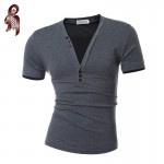 HEYKESON Male 2017 Short Sleeve Fake Two T Shirt V-Neck Slim Men T-Shirt Camisetas Fashion Hombre Tee Shirt Homme T Shirts 3XL