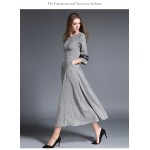 HIGH QUALITY New Fashion 2017 Designer Maxi Dress Women's 3/4 Sleeve Slit Vintage Casual Long Dress