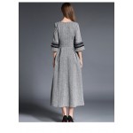 HIGH QUALITY New Fashion 2017 Designer Maxi Dress Women's 3/4 Sleeve Slit Vintage Casual Long Dress