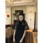 HIGH QUALITY New Fashion 2017 Runway  Dress Women's  Black Lace Party  embroidery Dress