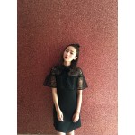 HIGH QUALITY New Fashion 2017 Runway  Dress Women's  Black Lace Party  embroidery Dress