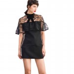 HIGH QUALITY New Fashion 2017 Runway  Dress Women's  Black Lace Party  embroidery Dress