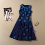 HIGH QUALITY New Fashion 2017 Runway Suit Set Women's 3D Flowers Appliques  Sleeveless Dress