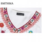 HIGH QUALITY New Fashion 2017 spring Dress Women's  V-neck Bohemia Embroidery Dress