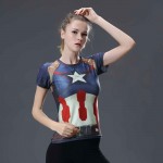 HOT WOMEN T-SHIRT BODYS ARMOUR Compression CAPTAIN AMERICA /SUPERMAN COMPRESSION T SHIRT GIRL UNDER FITNESS TIGHTS TOPS CLOTHING