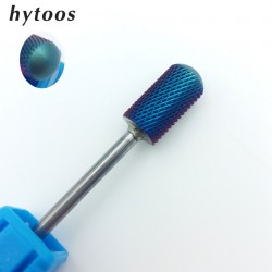 HYTOOS Blue Tungsten Carbide Burrs Nano Coating Round Drill Bit Nails 3/32" Bits For Manicure Professional Nail Tools Nail Mills