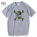 HanHent  Camouflage Skull T shirt Men Pirates Short Sleeve Men T-shirts Casual Cotton Fitness Clothing USA Russia Amry Military