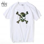 HanHent  Camouflage Skull T shirt Men Pirates Short Sleeve Men T-shirts Casual Cotton Fitness Clothing USA Russia Amry Military