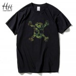 HanHent  Camouflage Skull T shirt Men Pirates Short Sleeve Men T-shirts Casual Cotton Fitness Clothing USA Russia Amry Military